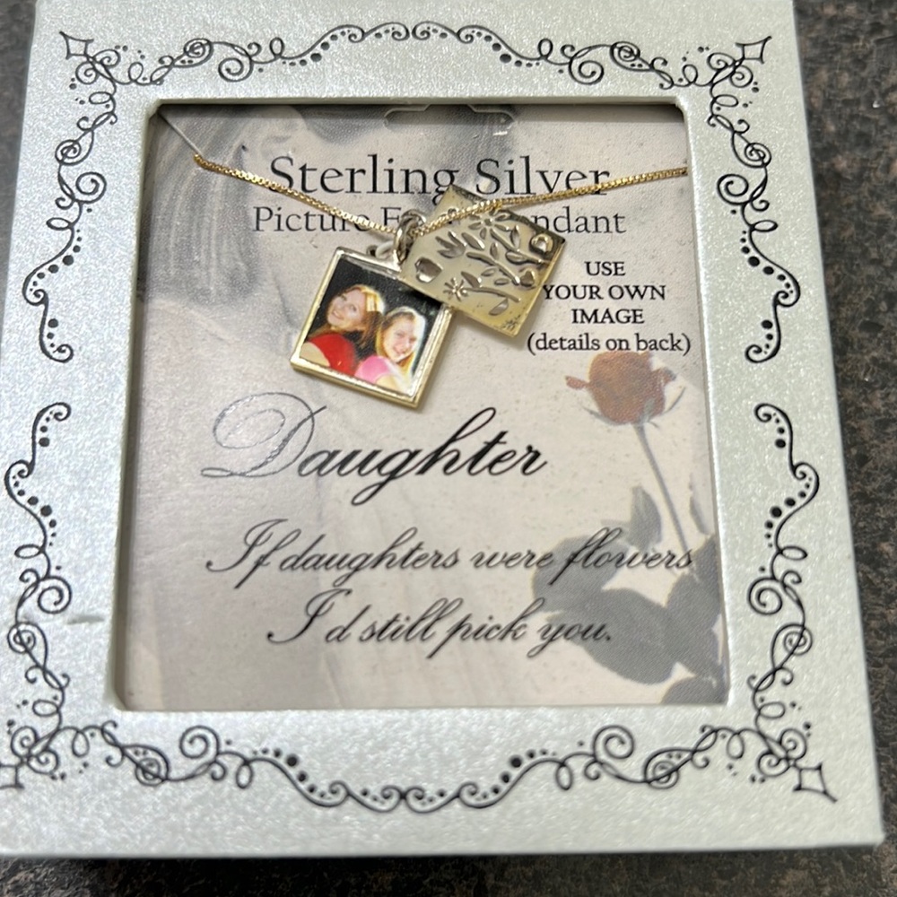 Sterling silver picture frame pendant